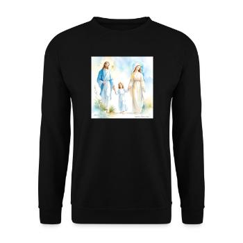 Sacred Family Religious Portrait -The Holy Family - Unisex Sweatshirt - black - Front - Alina (178cm) & Michal (187cm)