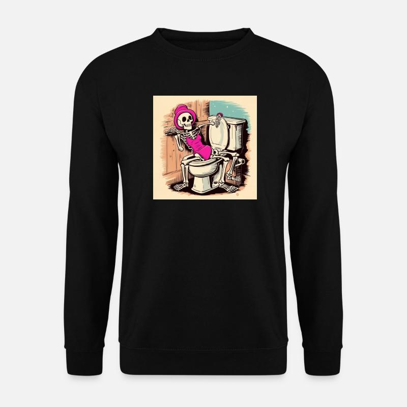 Skeleton in bathroom with swimsuit - Unisex Sweatshirt - black