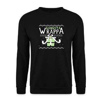 Gangsta Wrappa Weihnachten Sprüche lustig Geschenk - Unisex Pullover - Schwarz - Vorne - Alina (178cm) & Michal (187cm)