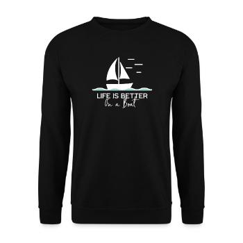 La vie est meilleure sur un bateau à voile dans un port de yacht - Sweat-shirt Unisexe - noir - Devant - Alina (178cm) & Michal (187cm)
