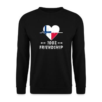 Finnland und Polen 100% Freundschaft - Unisex Pullover - Schwarz - Vorne - Alina (178cm) & Michal (187cm)