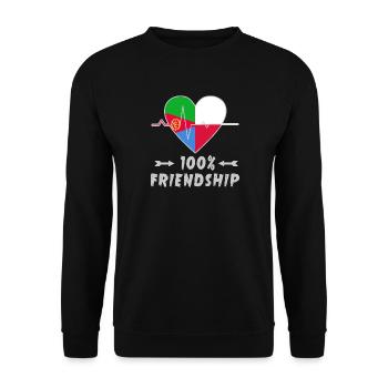 Eritrea und Polen 100% Freundschaft - Unisex Pullover - Schwarz - Vorne - Alina (178cm) & Michal (187cm)