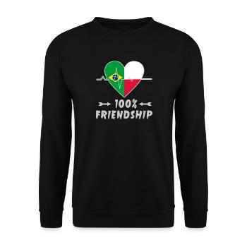 Le Brésil et la Pologne : une amitié à 100 % - Sweat-shirt Unisexe - noir - Devant - Alina (178cm) & Michal (187cm)