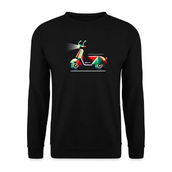 unique geometric colorful scooter motif - Unisex Sweatshirt - black - Front - Alina (178cm) & Michal (187cm)