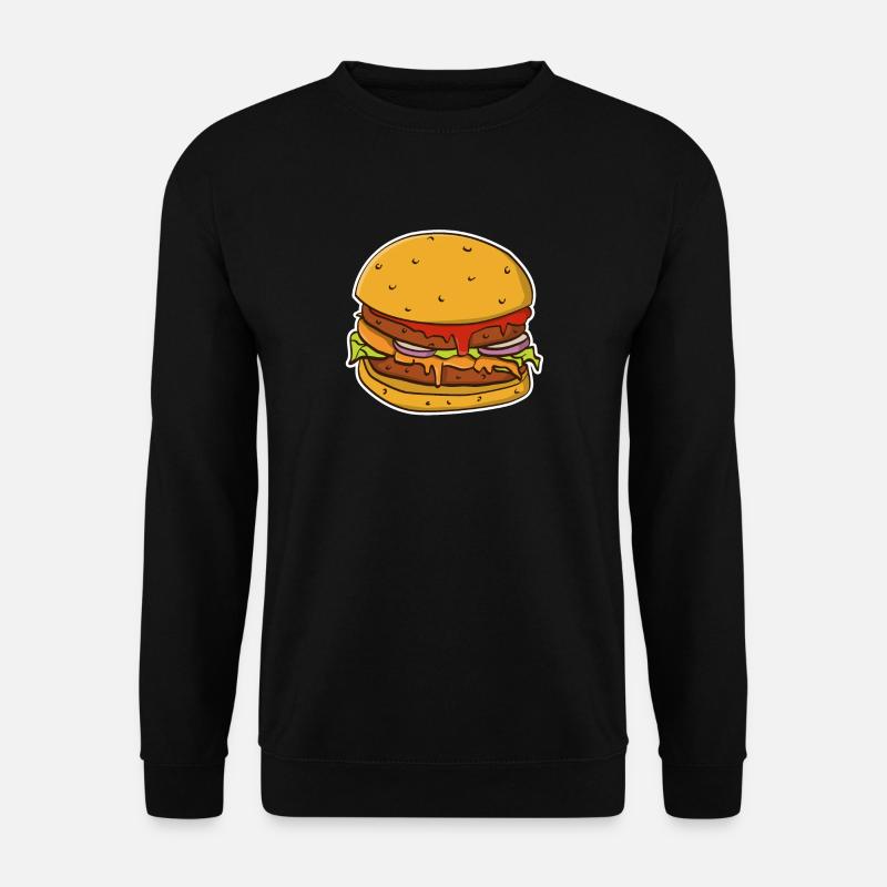 Buntes Bild eines Hamburgerbrötchens. - Unisex Pullover - Schwarz