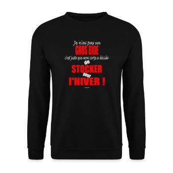 Je n'ai pas un gros bide! - Sweat-shirt Unisexe - noir - Devant - Alina (178cm) & Michal (187cm)