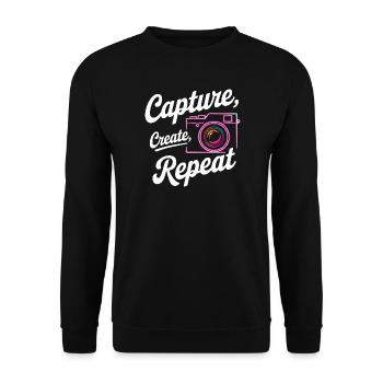 Capturer, créer, répéter - Sweat-shirt Unisexe - noir - Devant - Alina (178cm) & Michal (187cm)