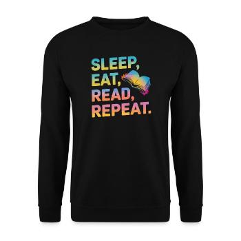 Sleep Eat Read Repeat - Unisex Sweatshirt - black - Front - Alina (178cm) & Michal (187cm)