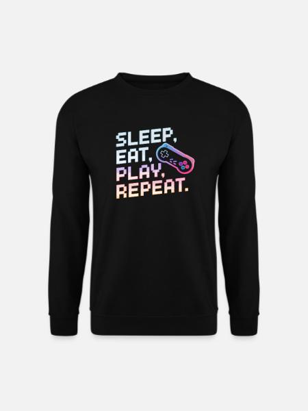 Schlaf Essen Spielen Wiederholen Gaming Design - Unisex Pullover - Schwarz