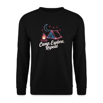 Camp Explore Repeat - Unisex Sweatshirt - black - Front - Alina (178cm) & Michal (187cm)