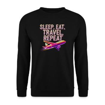 Sleep Eat Travel Repeat - Unisex Sweatshirt - black - Front - Alina (178cm) & Michal (187cm)