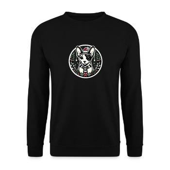Portrait de Noël d’un Sphynx - Sweat-shirt Unisexe - noir - Devant - Alina (178cm) & Michal (187cm)
