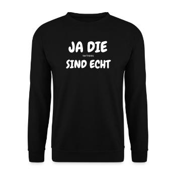 TATTOOS Sind echt - Unisex Pullover - Schwarz - Vorne - Alina (178cm) & Michal (187cm)