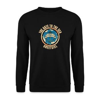 The Gate to the Sea - Greetsiel - Unisex Pullover - Schwarz - Vorne - Alina (178cm) & Michal (187cm)