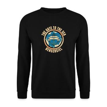 The Gate to the Sea - Besnsersiel - Unisex Pullover - Schwarz - Vorne - Alina (178cm) & Michal (187cm)