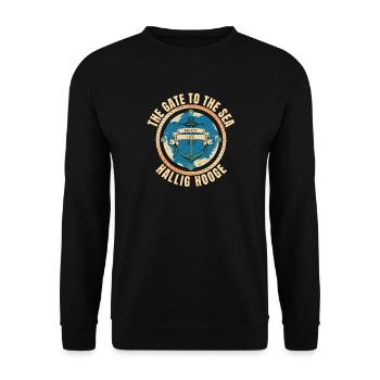 The Gate to the Sea - Hallig Hooge - Unisex Pullover - Schwarz - Vorne - Alina (178cm) & Michal (187cm)