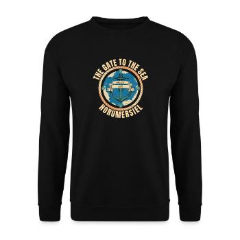 The Gate to the Sea - Horumersiel - Unisex Pullover - Schwarz - Vorne - Alina (178cm) & Michal (187cm)