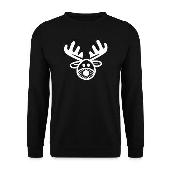 Reindeer comic cartoon Christmas xmas reindeer - Unisex Sweatshirt - black - Front - Alina (178cm) & Michal (187cm)