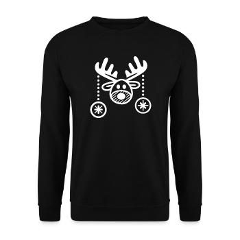 Rentier comic cartoon einfach Weihnachten Kugeln - Unisex Pullover - Schwarz - Vorne - Alina (178cm) & Michal (187cm)