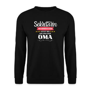 Sekretärin Oma - Unisex Pullover - Schwarz - Vorne - Alina (178cm) & Michal (187cm)