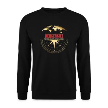 Koordinaten Bensersiel - Unisex Pullover - Schwarz - Vorne - Alina (178cm) & Michal (187cm)