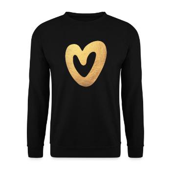 Yoga Herz Gold Liebe Weihnachten Symbol Luxus Love - Unisex Pullover - Schwarz - Vorne - Alina (178cm) & Michal (187cm)