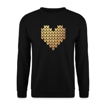 Herz stricken Muster Gold exklusiv Liebe Winter - Unisex Pullover - Schwarz - Vorne - Alina (178cm) & Michal (187cm)