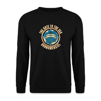 The Gate to the Sea - Dornumersiel - Unisex Pullover - Schwarz - Vorne - Alina (178cm) & Michal (187cm)