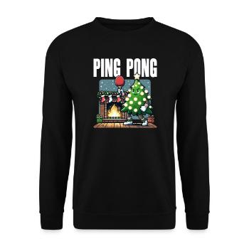 Tischtennis Weihnachtsbaum Kostüm Tannenbaum - Unisex Pullover - Schwarz - Vorne - Alina (178cm) & Michal (187cm)