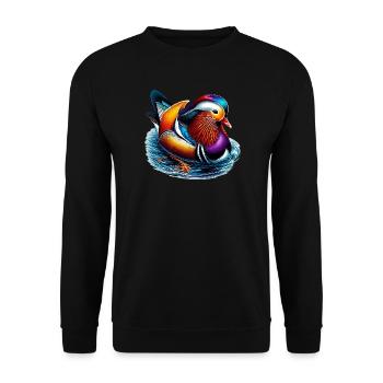 Mandarin duck - Unisex Sweatshirt - black - Front - Alina (178cm) & Michal (187cm)