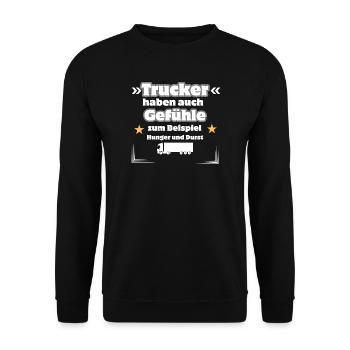 Trucker Gefühle - Unisex Pullover - Schwarz - Vorne - Alina (178cm) & Michal (187cm)