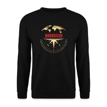 Koordinaten Norddeich - Unisex Pullover - Schwarz - Vorne - Alina (178cm) & Michal (187cm)