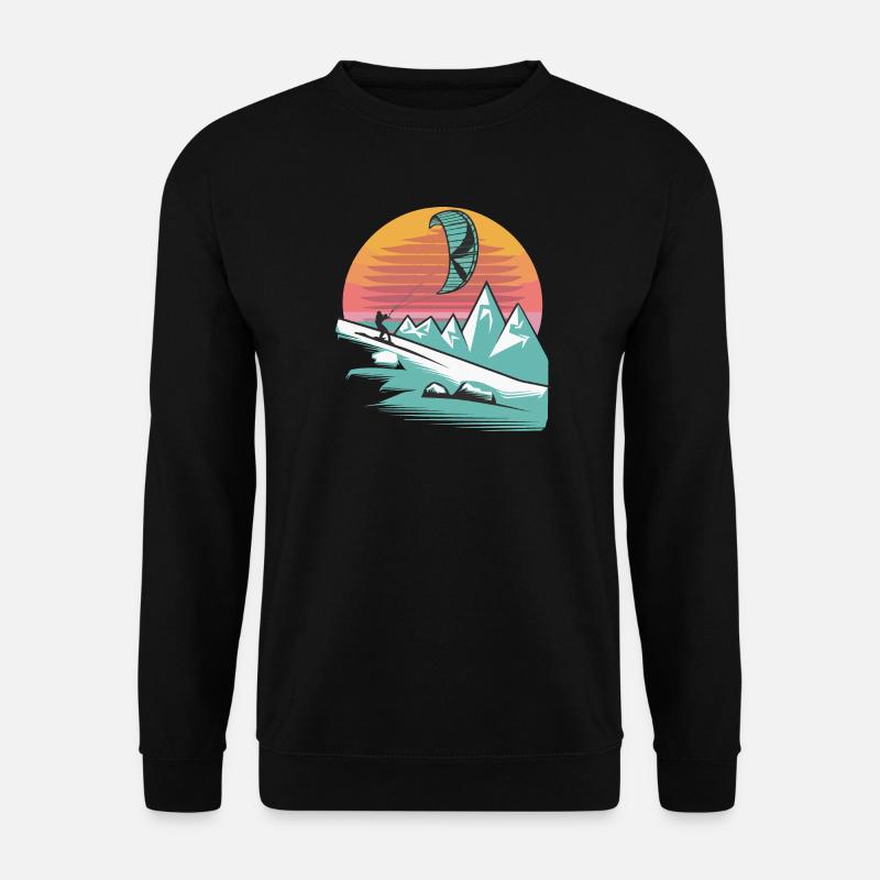 Snowkiten Minimalistischer Sonnenuntergang - Unisex Pullover - Schwarz