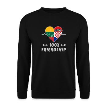 Litauen und Kroatien 100% Freundschaft - Unisex Pullover - Schwarz - Vorne - Alina (178cm) & Michal (187cm)