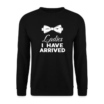 Mesdames Je suis Arrivé - Nœud papillon drôle - Sweat-shirt Unisexe - noir - Devant - Alina (178cm) & Michal (187cm)