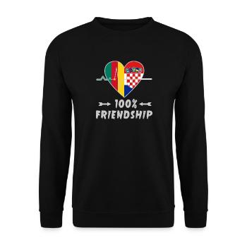 Kamerun und Kroatien 100% Freundschaft - Unisex Pullover - Schwarz - Vorne - Alina (178cm) & Michal (187cm)