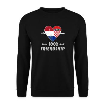 Netherlands and Croatia 100% friendship - Unisex Sweatshirt - black - Front - Alina (178cm) & Michal (187cm)