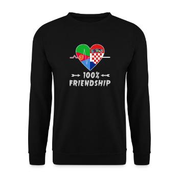 Eritrea und Kroatien 100% Freundschaft - Unisex Pullover - Schwarz - Vorne - Alina (178cm) & Michal (187cm)