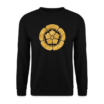 Vintage Faux Gold Oda Japan Mon Orientalische Kunst - Unisex Pullover - Schwarz - Vorne - Alina (178cm) & Michal (187cm)