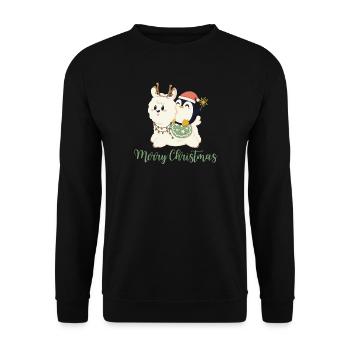 Merry Christmas - Alpaca + Penguin for Christmas - Unisex Sweatshirt - black - Front - Alina (178cm) & Michal (187cm)