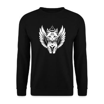 Ange Blanc Chat Avec Des Ailes - Sweat-shirt Unisexe - noir - Devant - Alina (178cm) & Michal (187cm)