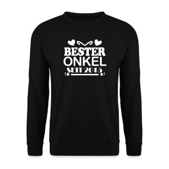 Bester Onkel seit 2015 - Unisex Pullover - Schwarz - Vorne - Alina (178cm) & Michal (187cm)