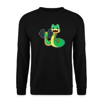Snake Bodybuilder Dumbbell Bodybuilding - Unisex Sweatshirt - black - Front - Alina (178cm) & Michal (187cm)