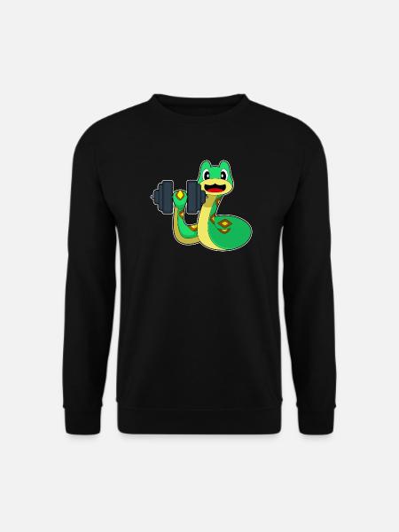 Snake Bodybuilder Dumbbell Bodybuilding - Unisex Sweatshirt - black