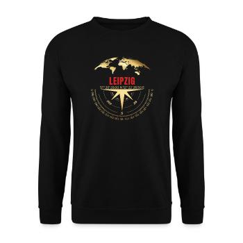 Koordinaten Leipzig - Unisex Pullover - Schwarz - Vorne - Alina (178cm) & Michal (187cm)