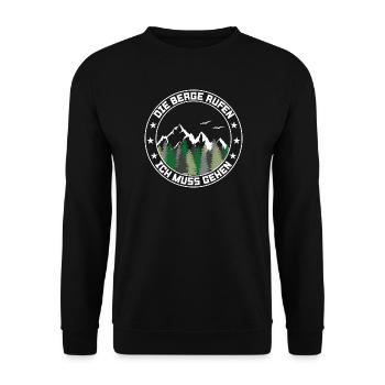 Der Berg ruft ich muss gehen - Unisex Pullover - Schwarz - Vorne - Alina (178cm) & Michal (187cm)