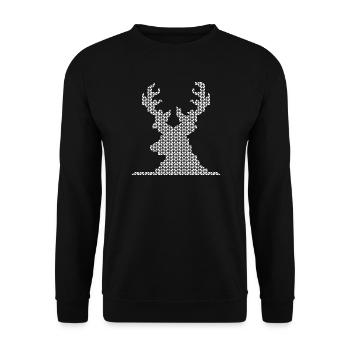 Reindeer pixel moose retro vintage icon woodland animals - Unisex Sweatshirt - black - Front - Alina (178cm) & Michal (187cm)