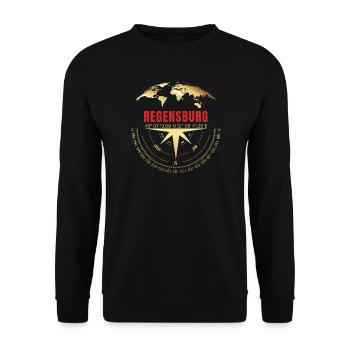 Koordinaten Regensburg - Unisex Pullover - Schwarz - Vorne - Alina (178cm) & Michal (187cm)