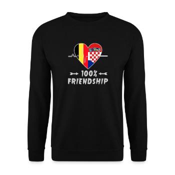 100 % amitié entre la Belgique et la Croatie - Sweat-shirt Unisexe - noir - Devant - Alina (178cm) & Michal (187cm)