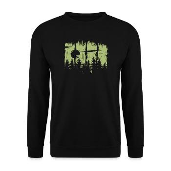 Forêt Brosse Extérieur Arbres Nature Randonnée Icône - Sweat-shirt Unisexe - noir - Devant - Alina (178cm) & Michal (187cm)